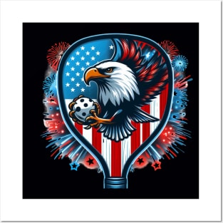 Pickleball 4th of July Eagle Patriotic Design Posters and Art